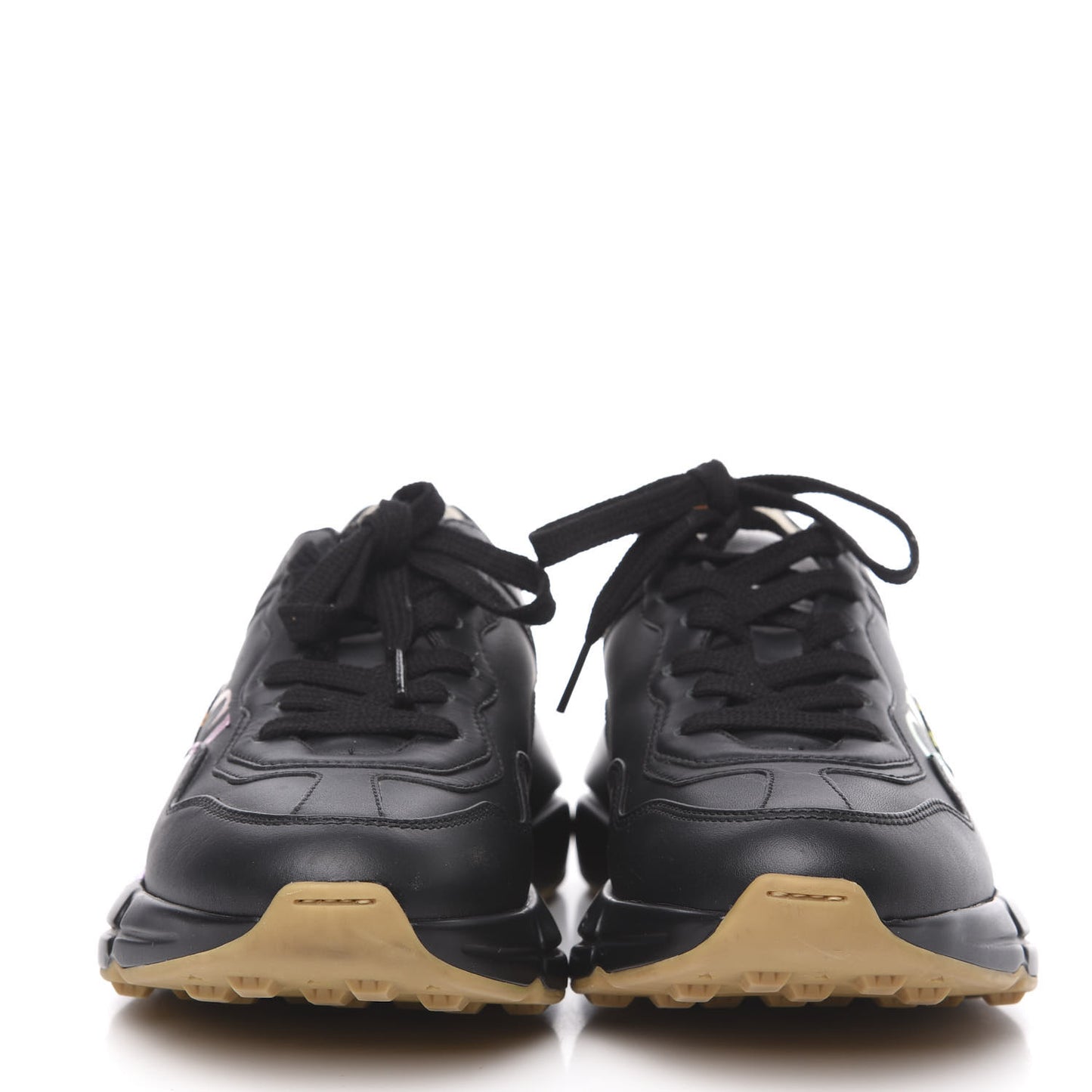 Calfskin Iridescent Logo Womens Rhyton Sneakers 36.5 Black