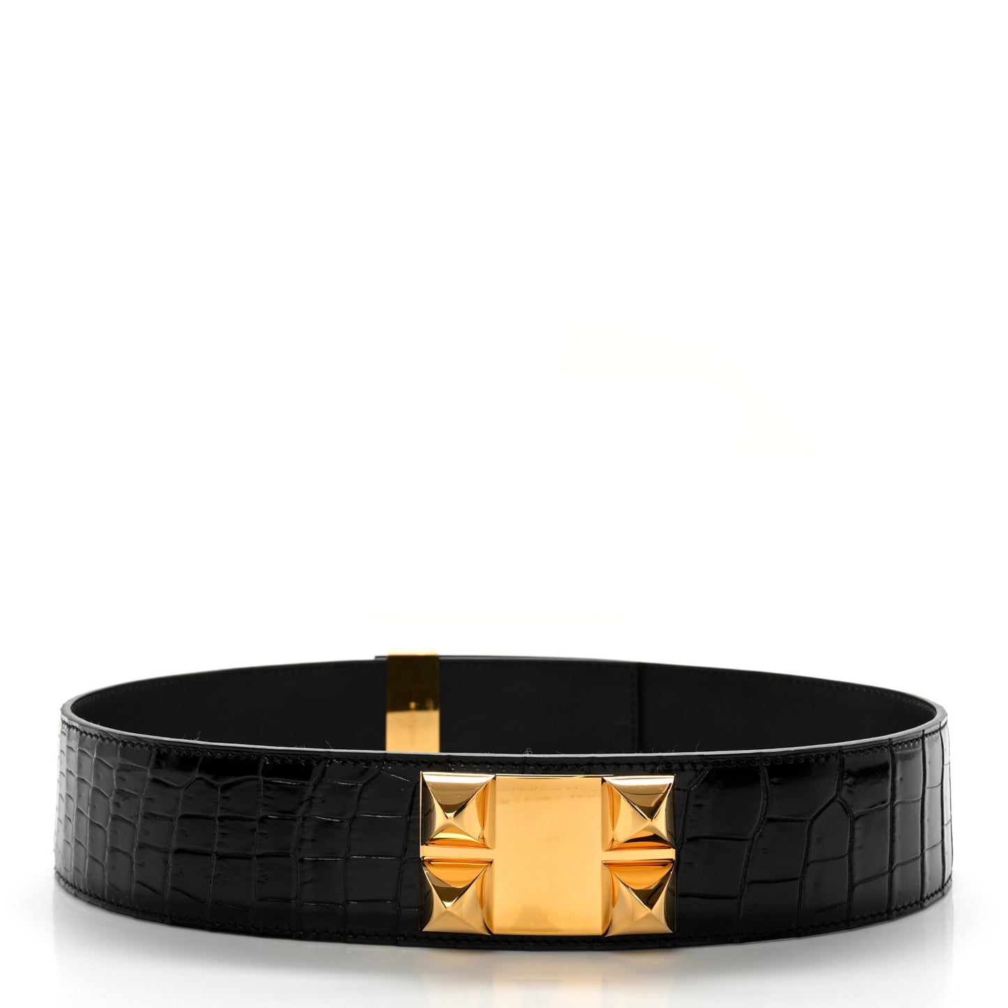 Shiny Porosus Crocodile Collier De Chien CDC Belt 70 Black