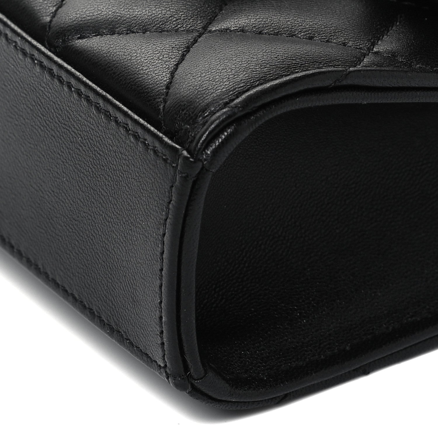 Chanel Lambskin Quilted Top Handle Flap Clutch With Chain Black 9 of 9