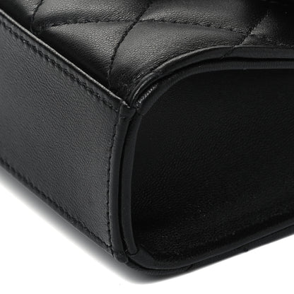 Chanel Lambskin Quilted Top Handle Flap Clutch With Chain Black 9 of 9