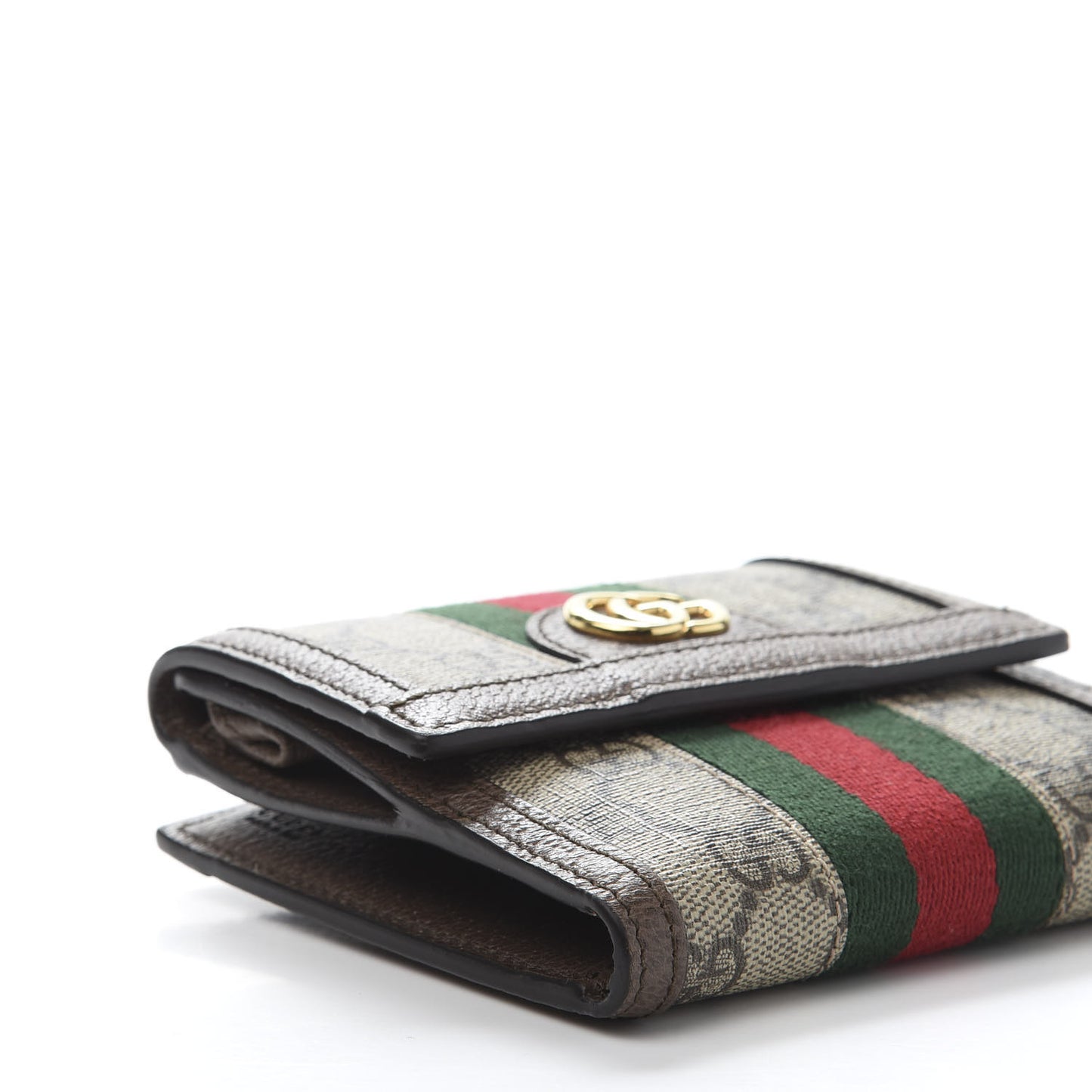 GG Supreme Monogram Web Ophidia French Flap Wallet Beige New Acero