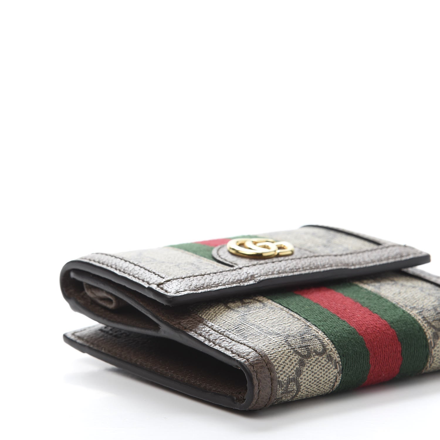 Gucci GG Supreme Monogram Web Ophidia French Flap Wallet Beige New Acero 10 of 11