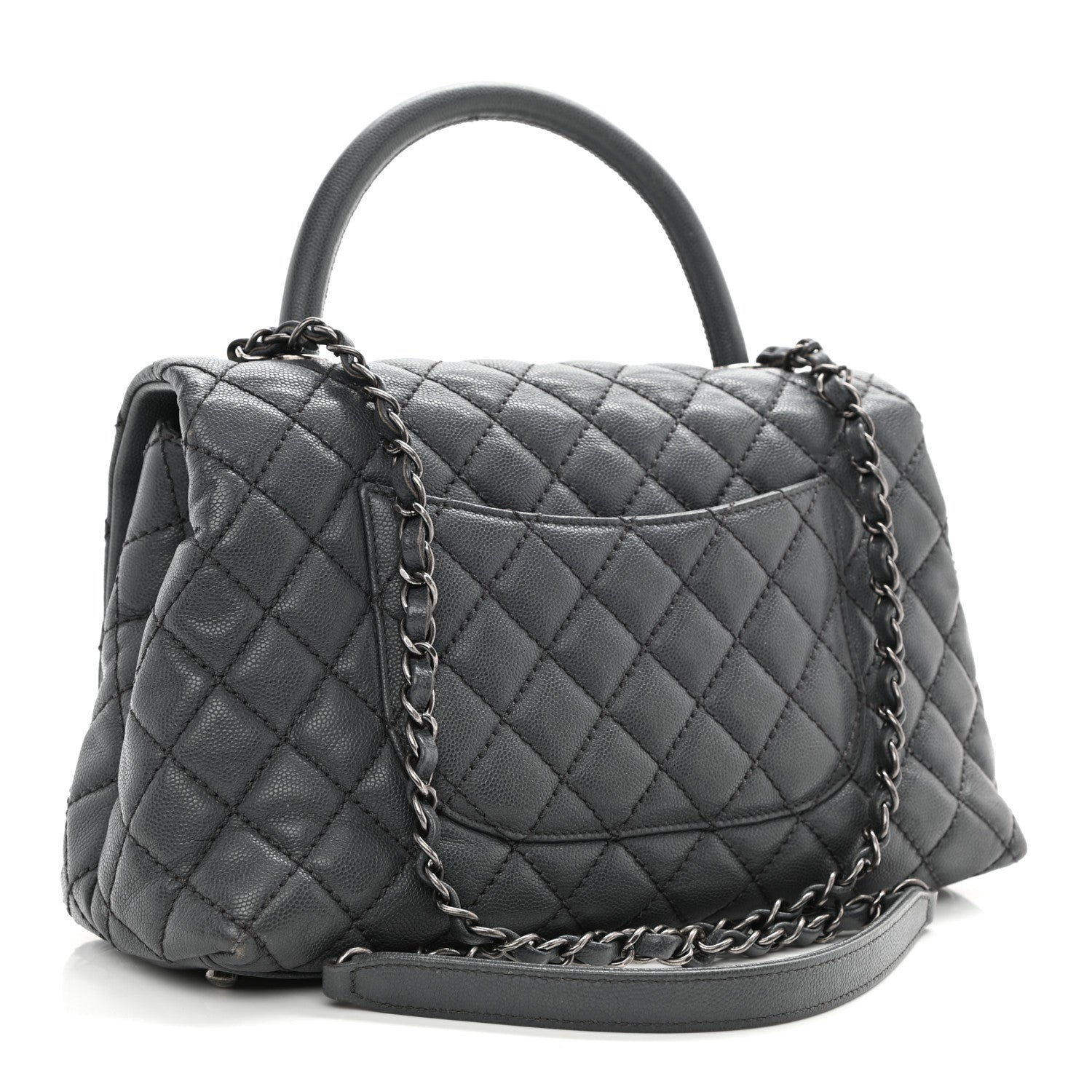 Chanel Caviar Quilted Small Coco Handle Flap Grey 3 of 15