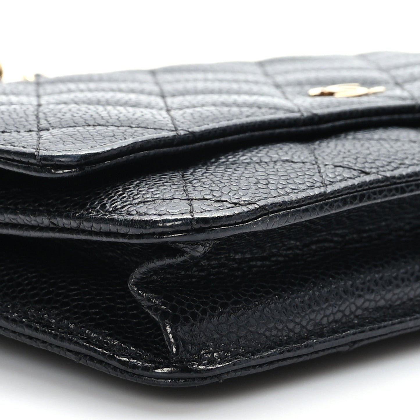 Caviar Quilted Wallet on Chain WOC Black