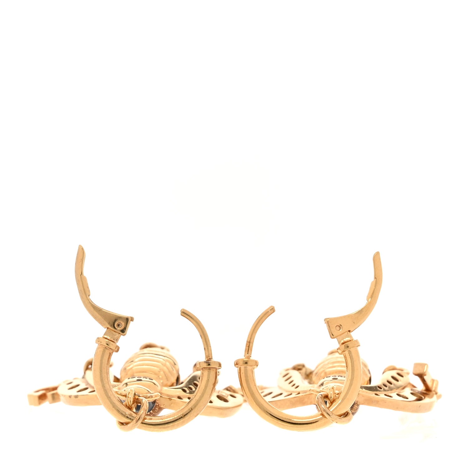 Gucci Crystal Bee Logo Drop Earrings Gold 3 of 4