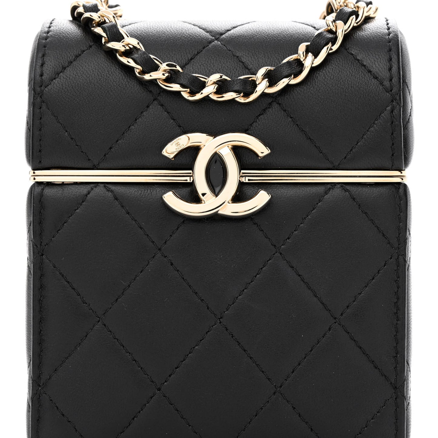 Lambskin Quilted Small Box With Chain Black