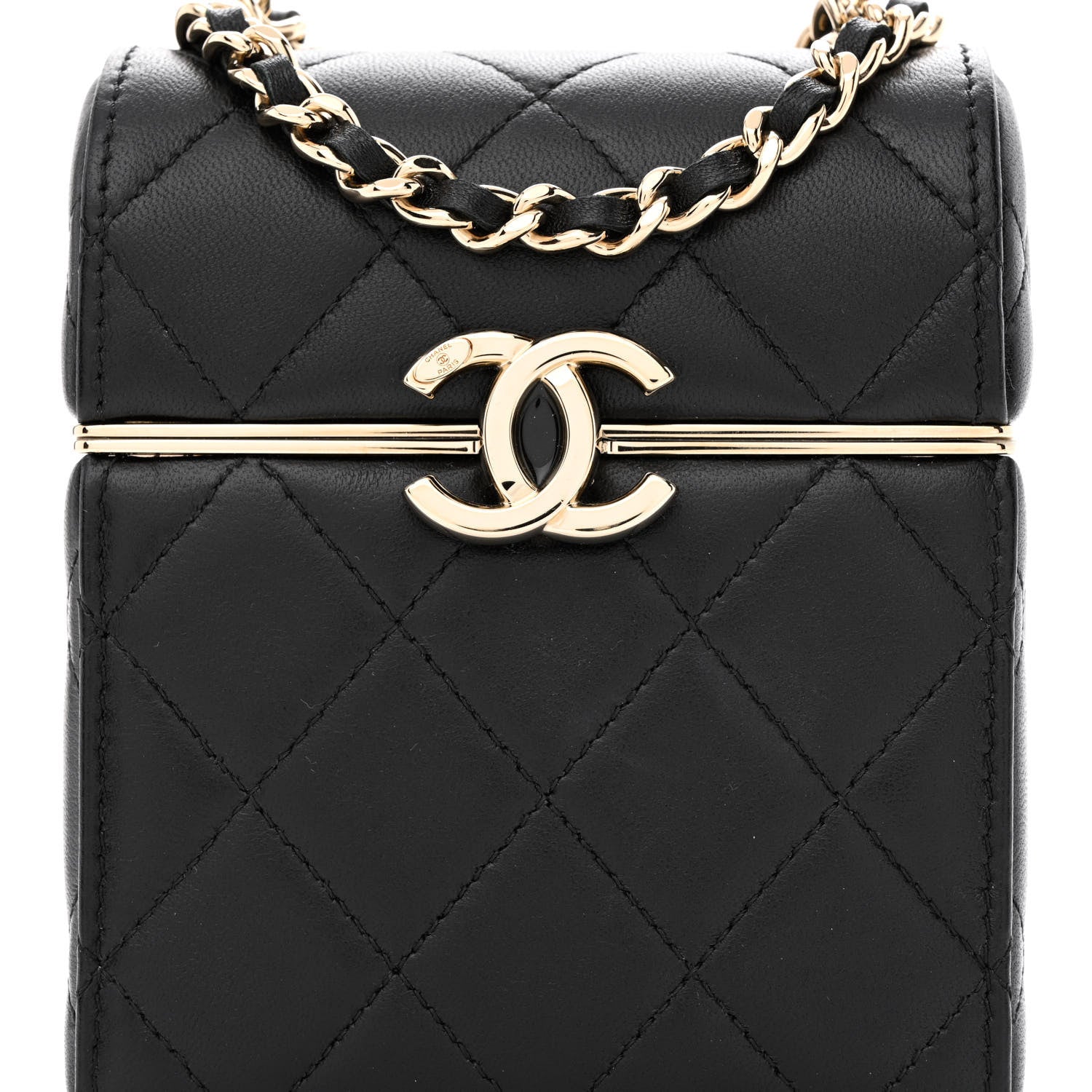 Chanel Lambskin Quilted Small Box With Chain Black 9 of 11