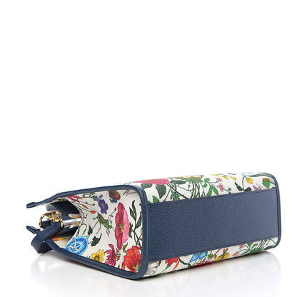 Gucci Canvas Medium Flora Tote White Multicolor Blue Agata 3 of 9