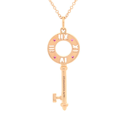 Tiffany 18K Rose Gold Ruby Atlas Pierced Key Pendant Necklace 4 of 5