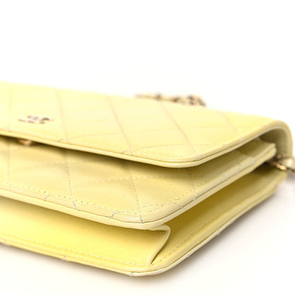 Chanel Cloudy Pearly Goatskin Quilted Wallet on Chain WOC Jaune 11 of 12