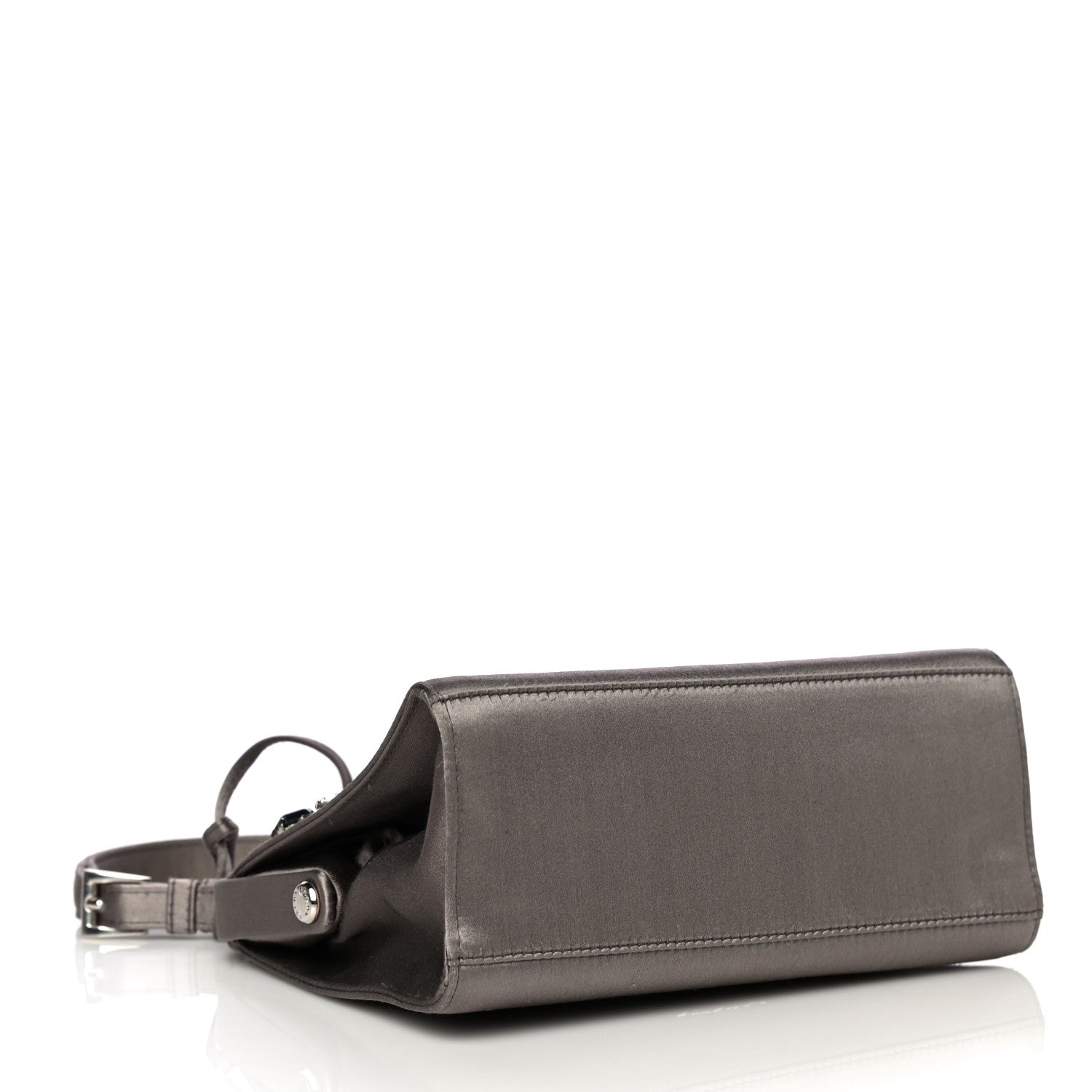 Prada Satin Embellished Framed Bag Fumo 4 of 15