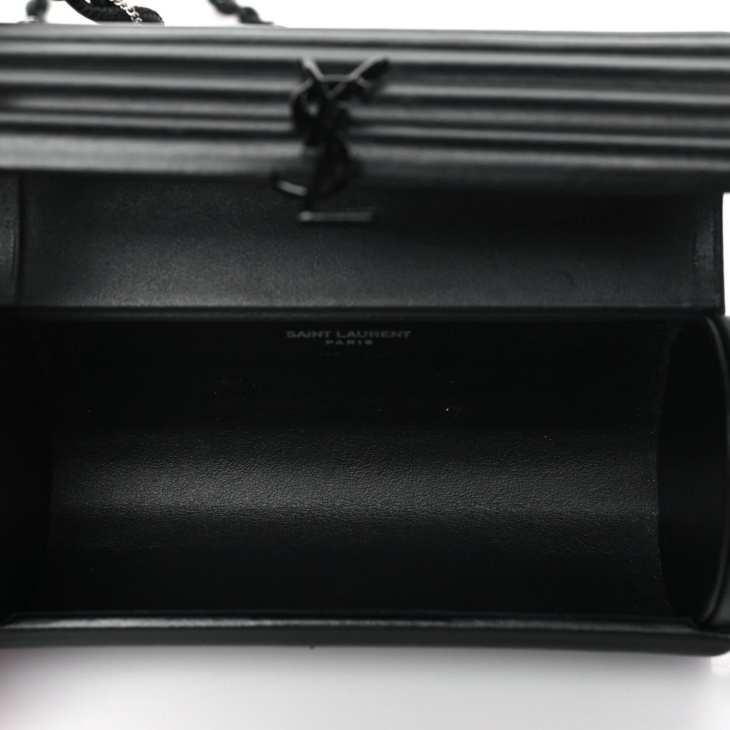 Ribbed Plexiglass Lambskin Fringe Monogram Opium Box Bag Black
