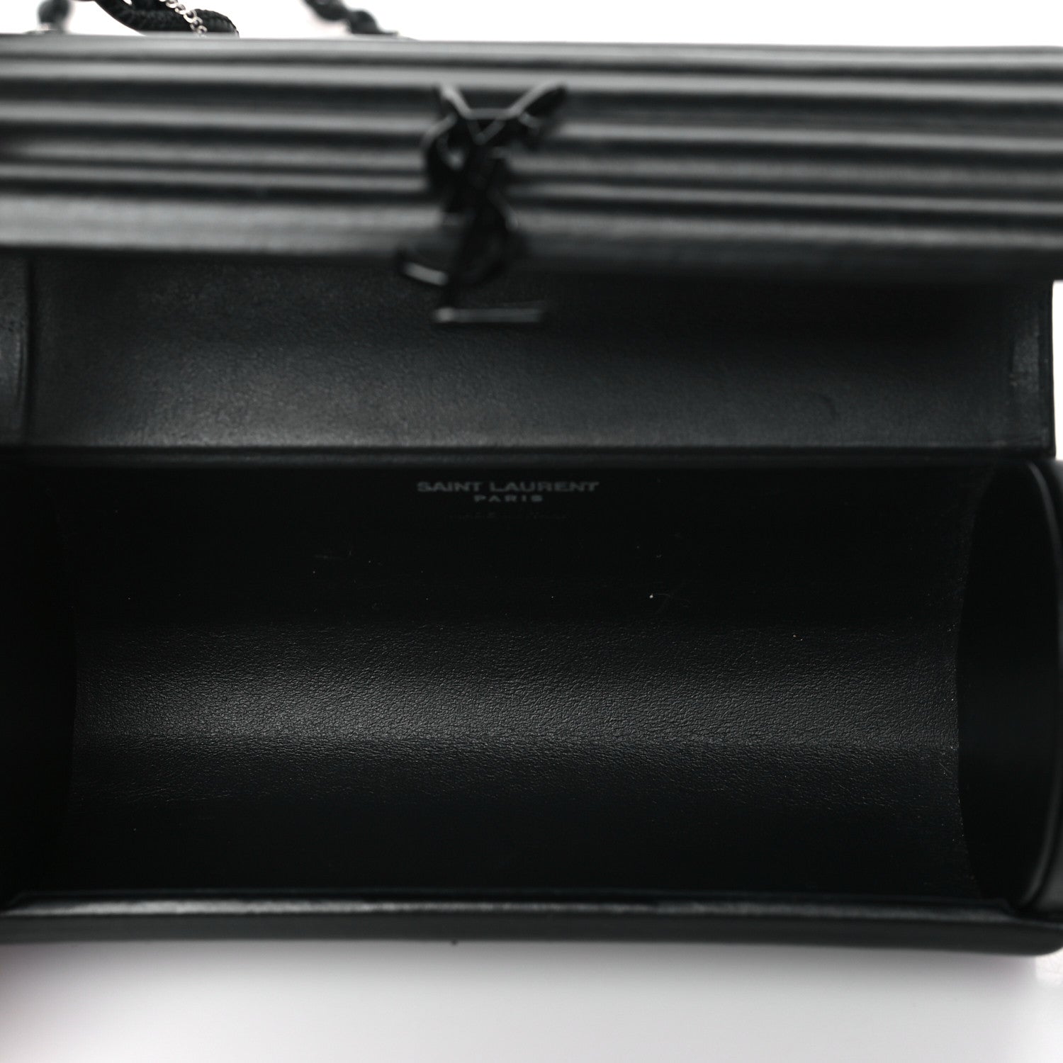 Saint Laurent Ribbed Plexiglass Lambskin Fringe Monogram Opium Box Bag Black 5 of 8