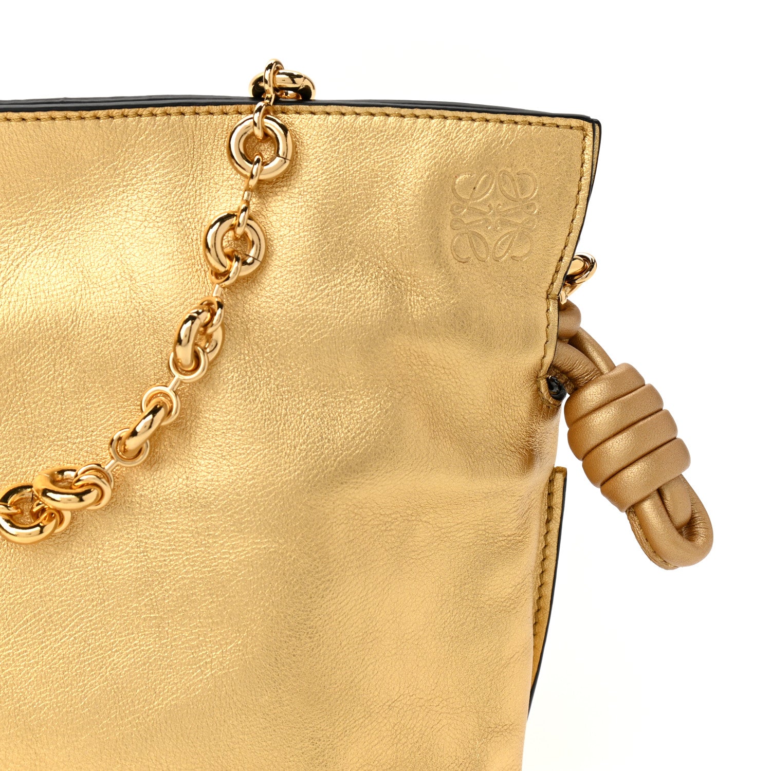 Loewe Metallic Calfskin Nano Flamenco Knot Clutch Gold 7 of 9