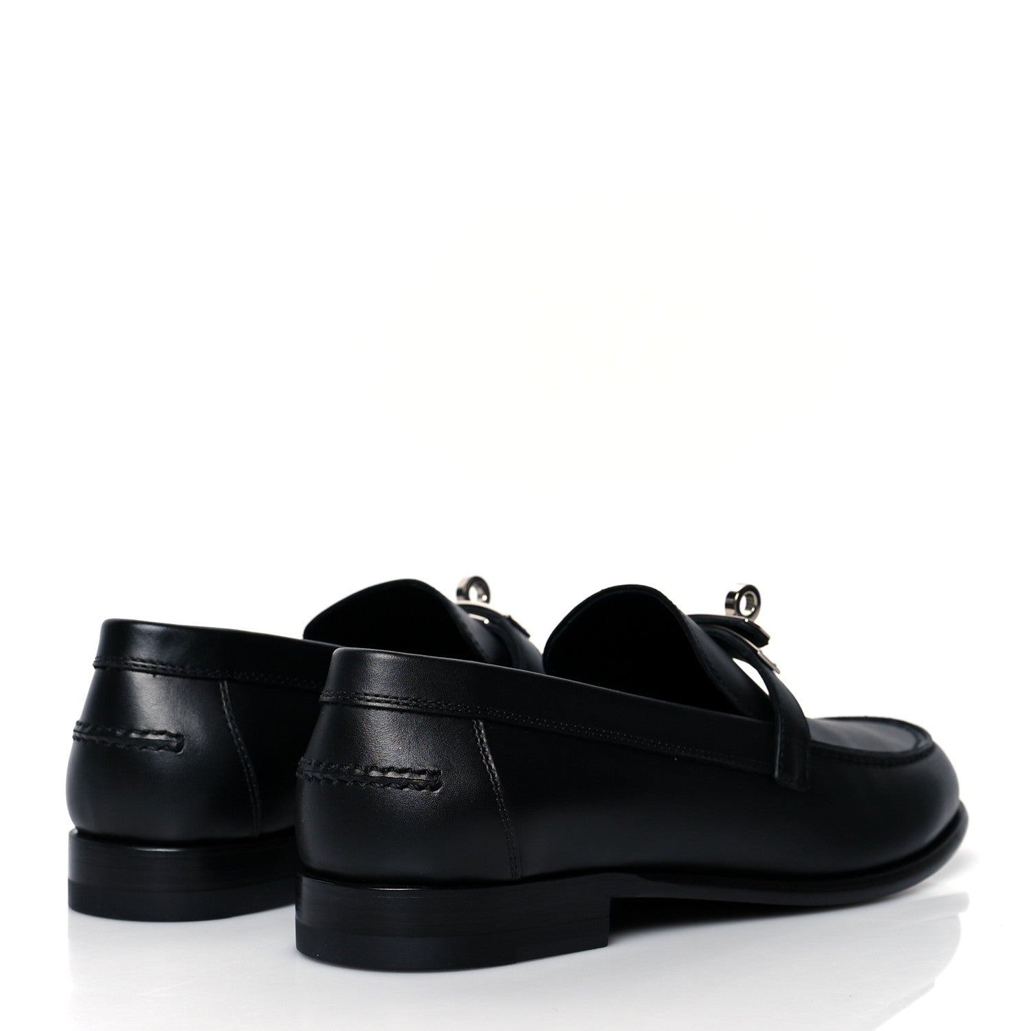 Hermes Calfskin Womens Destin Loafers 37 Black 4 of 9