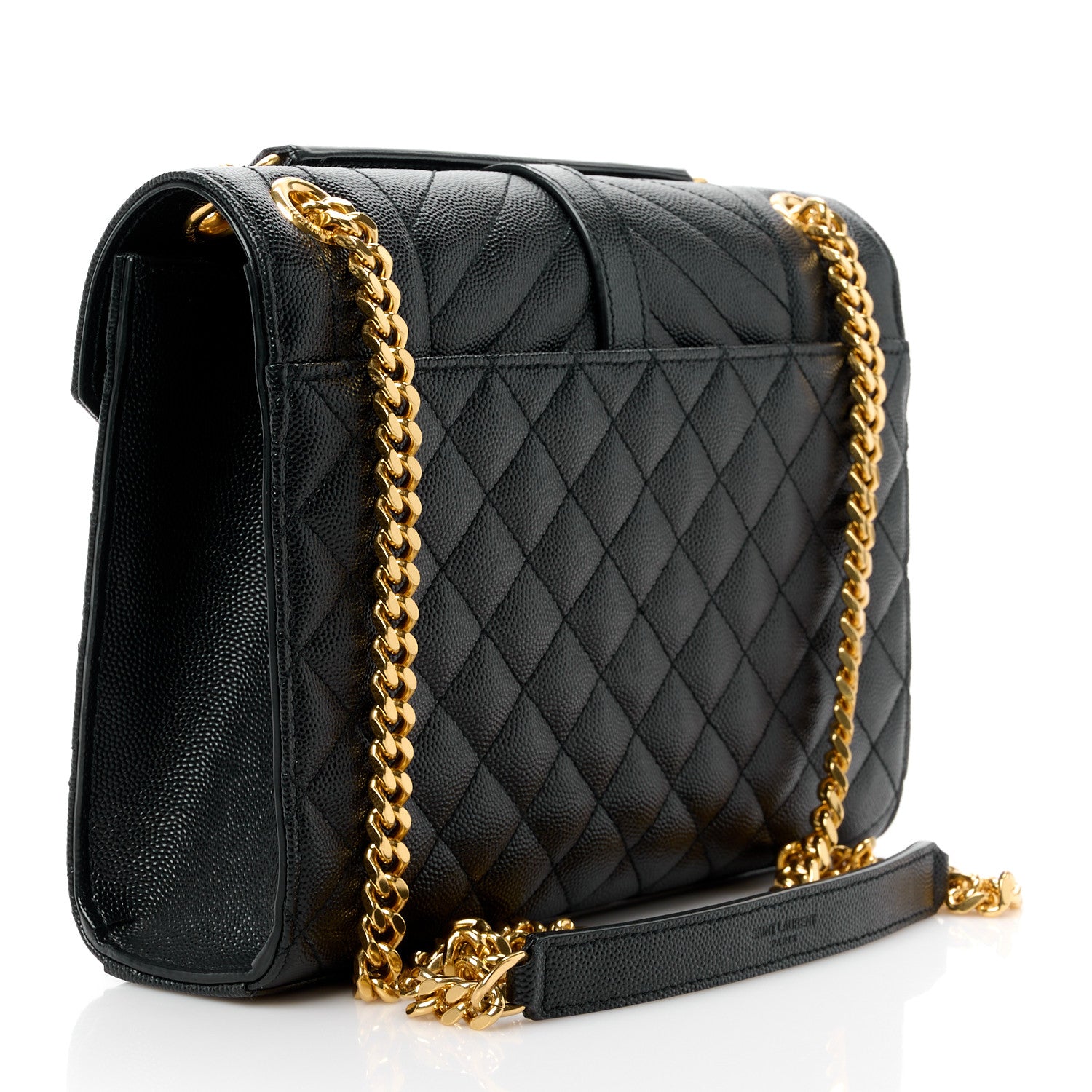 Saint Laurent Grain De Poudre Textured Mixed Matelasse Triquilt Medium Monogram Satchel Black 3 of 11