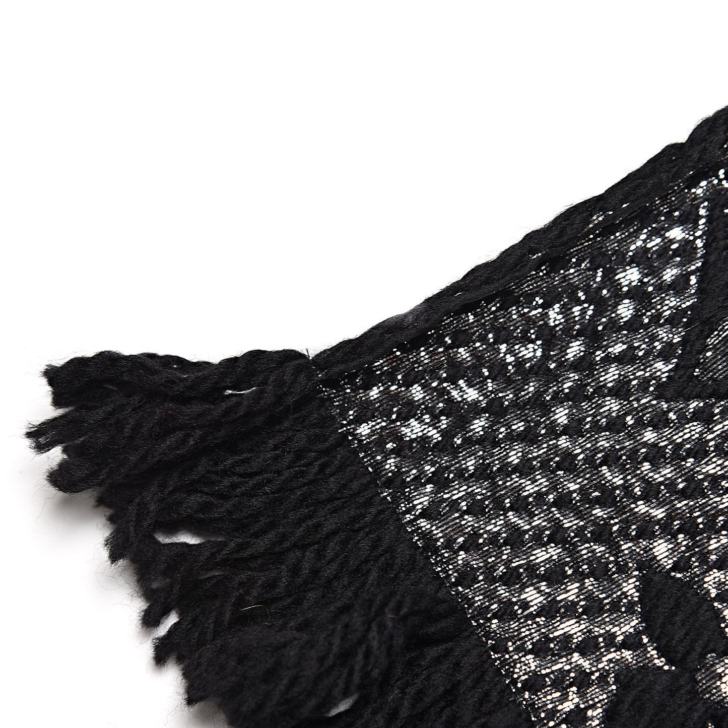 Wool Silk Logomania Shine Scarf Black