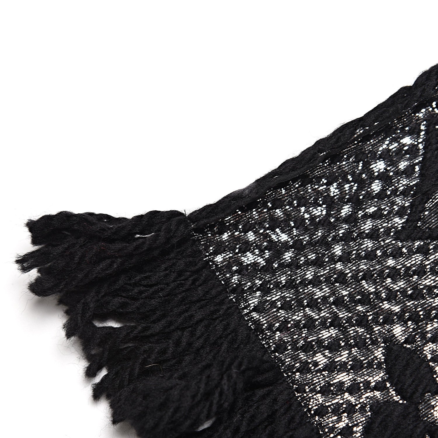 Louis Vuitton Wool Silk Logomania Shine Scarf Black 5 of 6