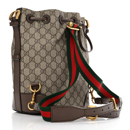 Gucci GG Supreme Monogram Neo Vintage Drawstring Bucket Backpack Beige New Acero Crop 3 of 11
