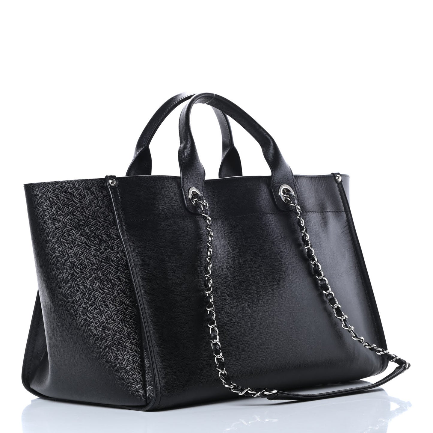 Caviar Medium Studded Deauville Tote Black