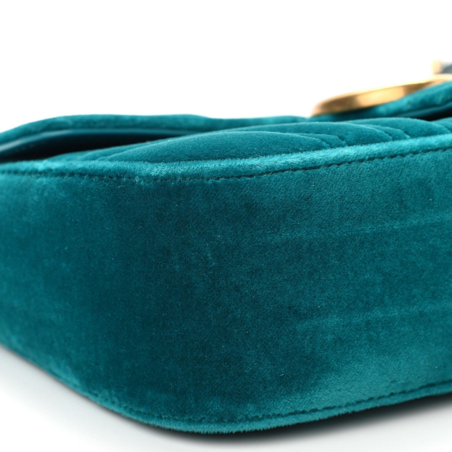 Gucci Velvet Matelasse Mini GG Marmont Shoulder Bag Pavone Cyan 9 of 10