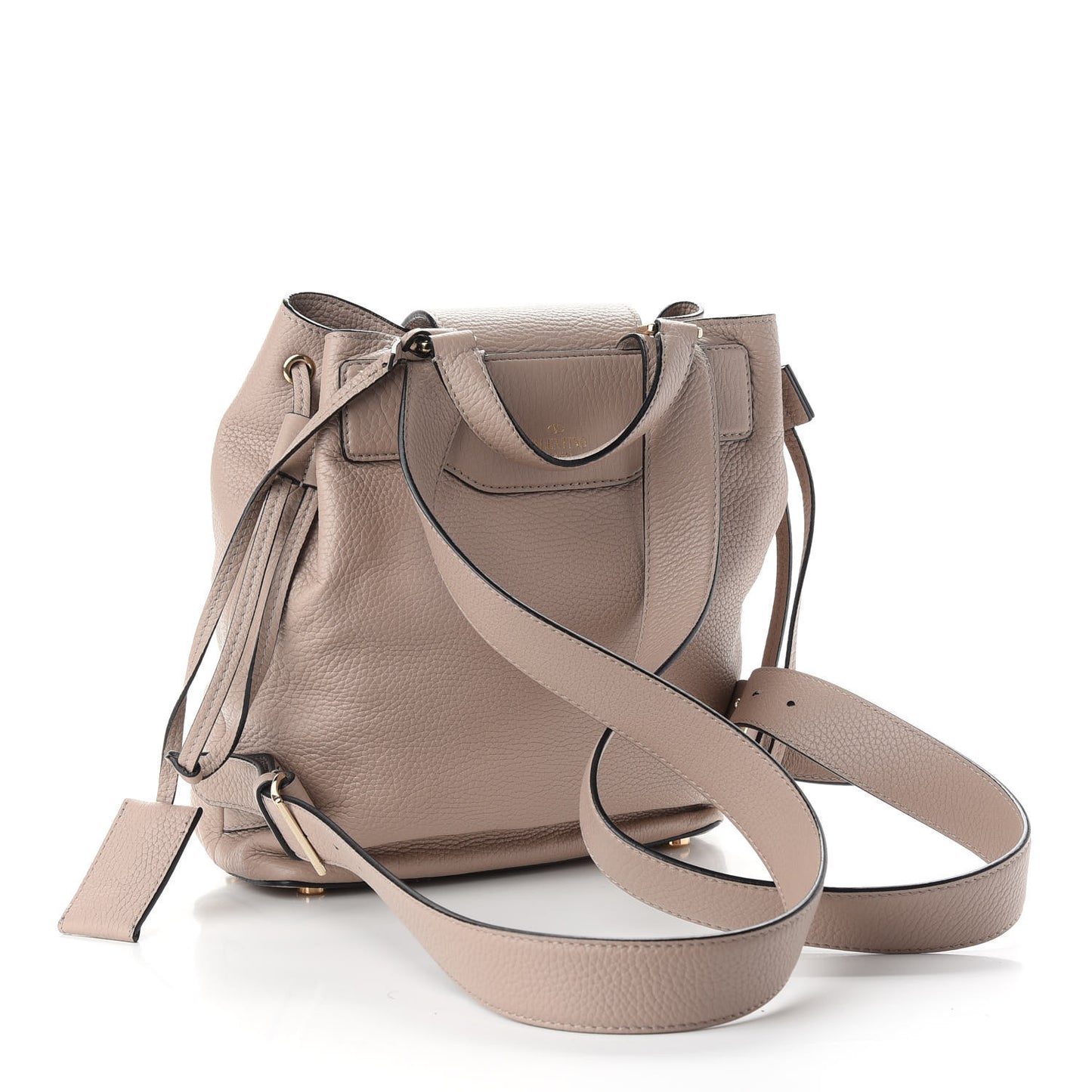 Pebbled Calfskin Rockstud Drawstring Backpack Poudre
