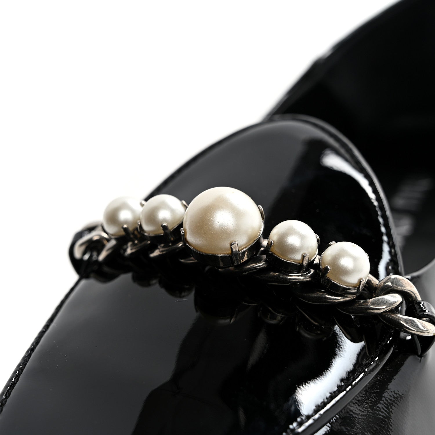 Miu Miu Vernice Soft Pearl Chain Convertible Loafers 39 Black 10 of 11