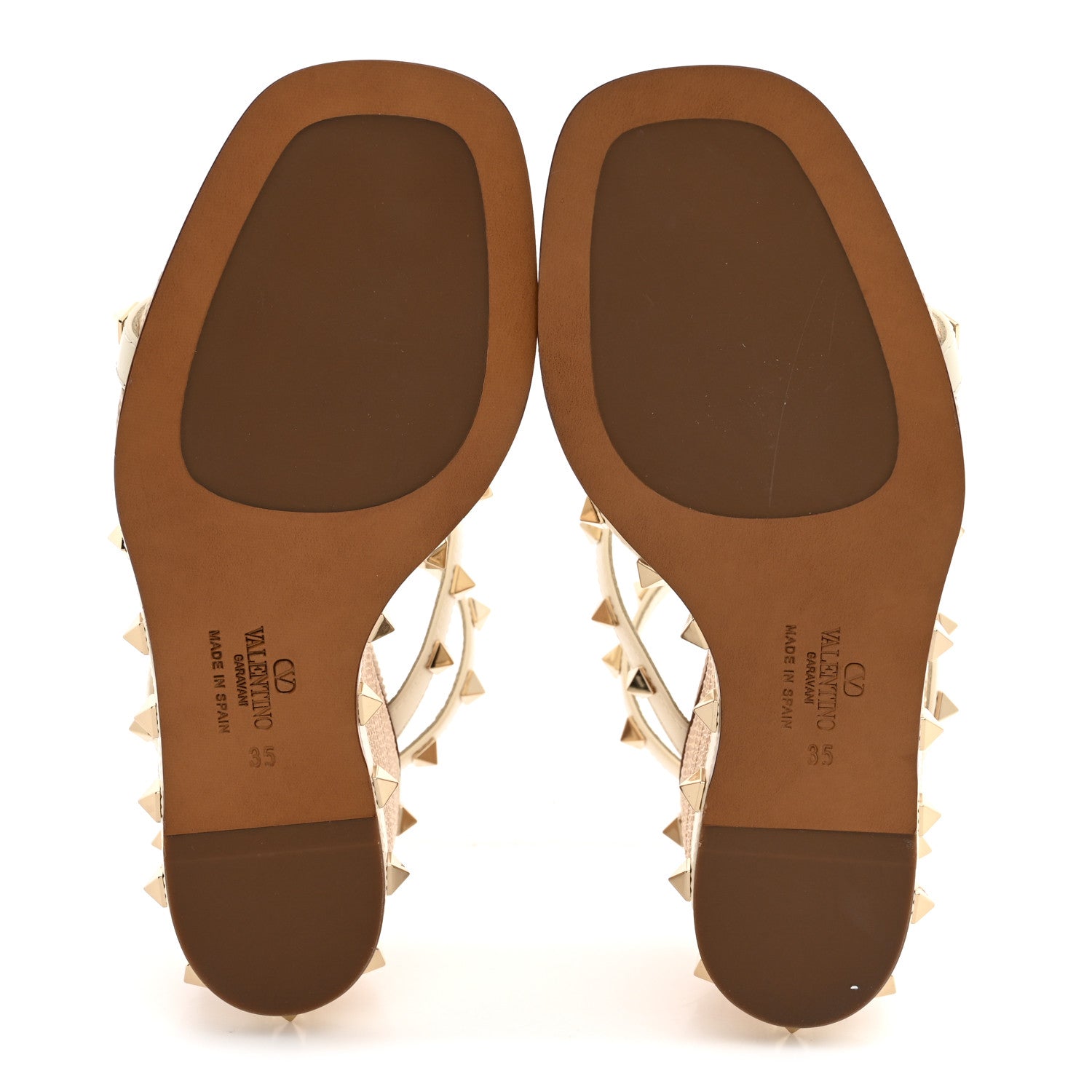 Valentino Garavani Raffia Calfskin Rockstud Ankle Strap Espadrille Caged Wedge Sandals 35 Ivory 6 of 10