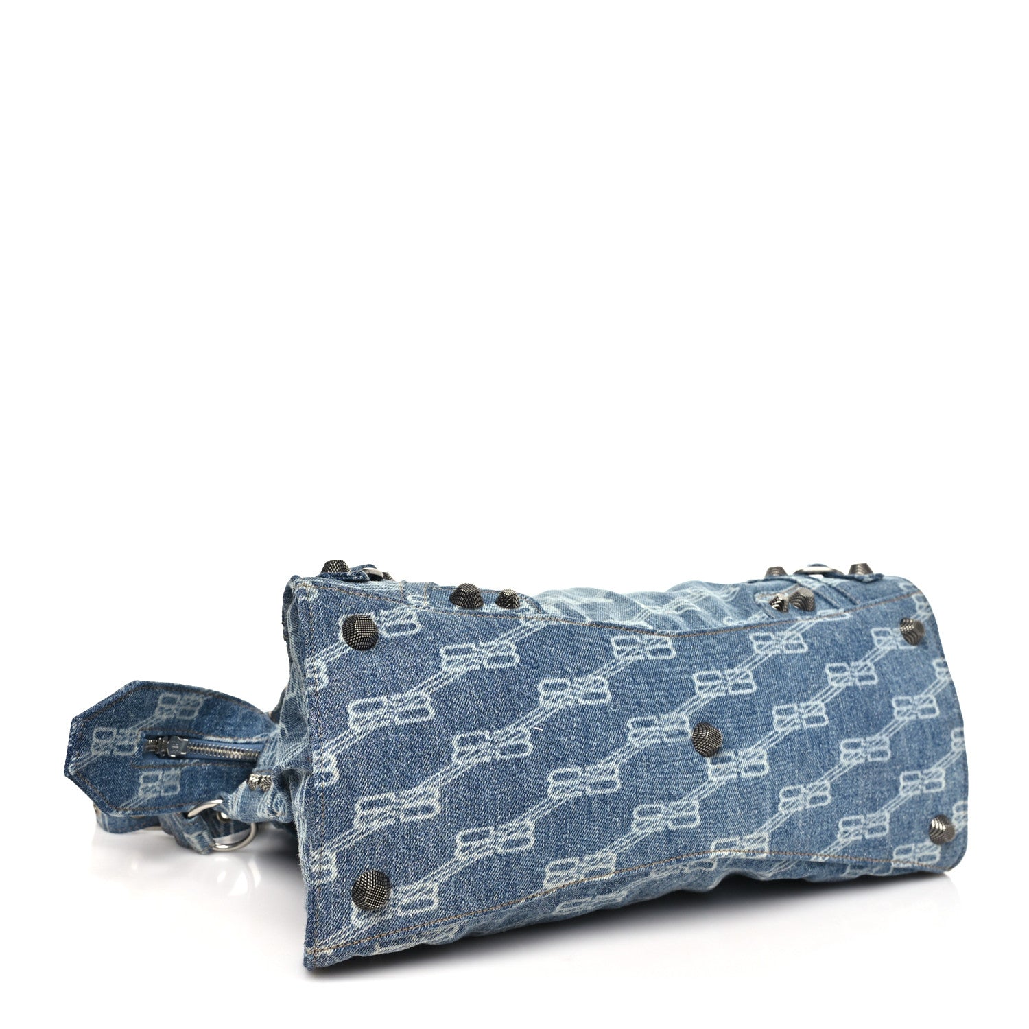 Balenciaga Denim BB Monogram Neo Cagole City Handbag Blue 5 of 10