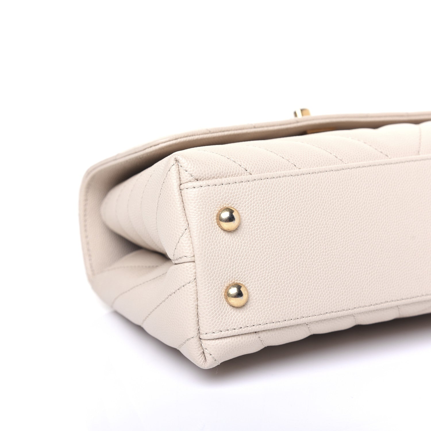 Chanel Caviar Lizard Chevron Quilted Mini Coco Handle Flap Ivory 6 of 17