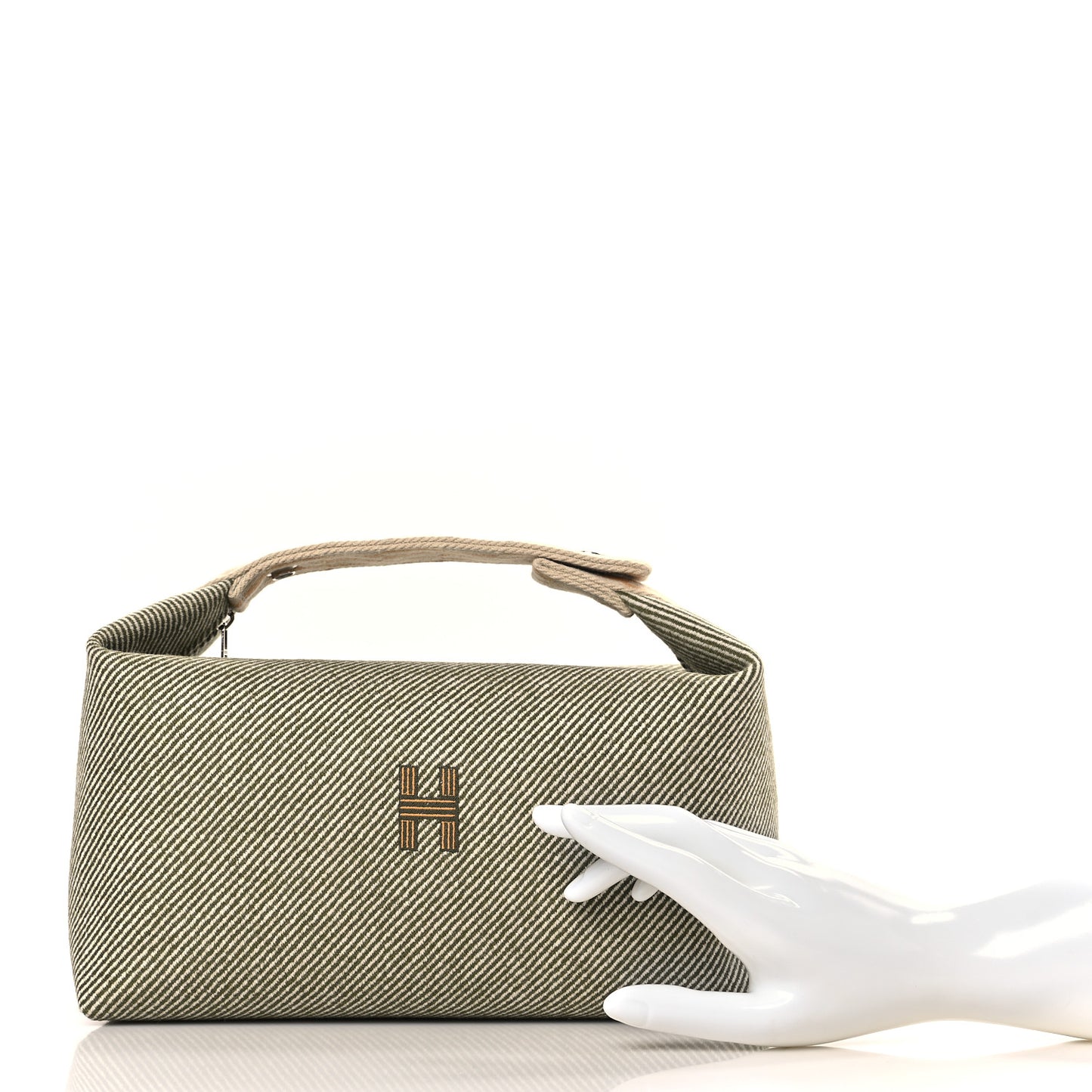 Wool Large Bride-A-Brac H Natte Pouch Vert Foret