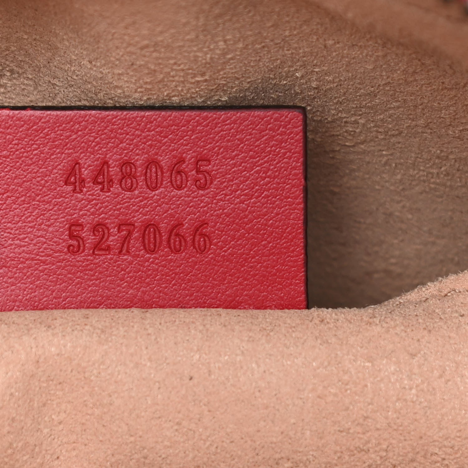Gucci Calfskin Matelasse Mini GG Marmont Chain Shoulder Bag Hibiscus Red 7 of 10