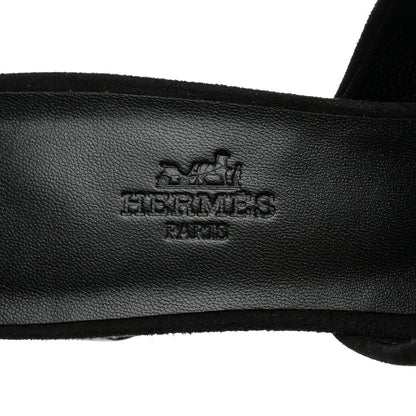 Hermes Suede Goatskin Darcy Mules 36 Black 6 of 9