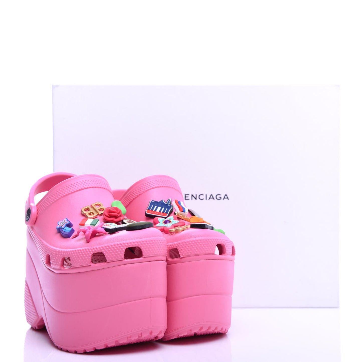 X CROCS Rubber Textured Womens Platform Sandals 36 Rose Bonbon