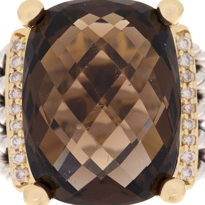 David Yurman Sterling Silver 18K Yellow Gold Diamond 20mm Smoky Quartz Wheaton Ring 51 5.75 7 of 7