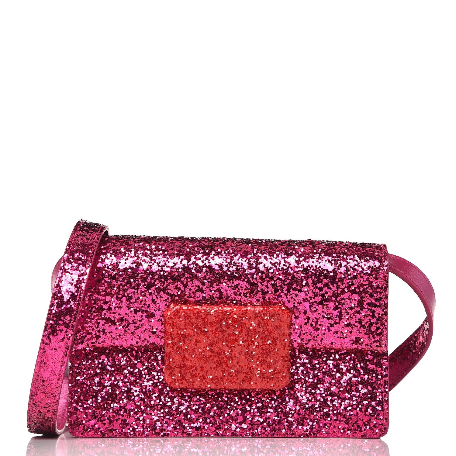 Saint Laurent Glitter Small Lulu Bunny Satchel Fuchsia Red 3 of 7