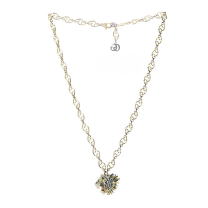 Gucci Metal Enamel Roaring Tiger Pendant Necklace Gold 4 of 6