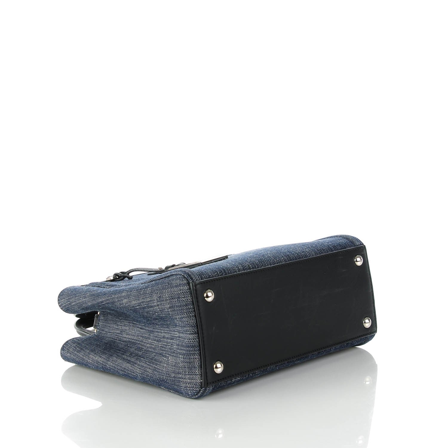 Fendi Denim Petite 2Jours Tote Blue Black 4 of 9