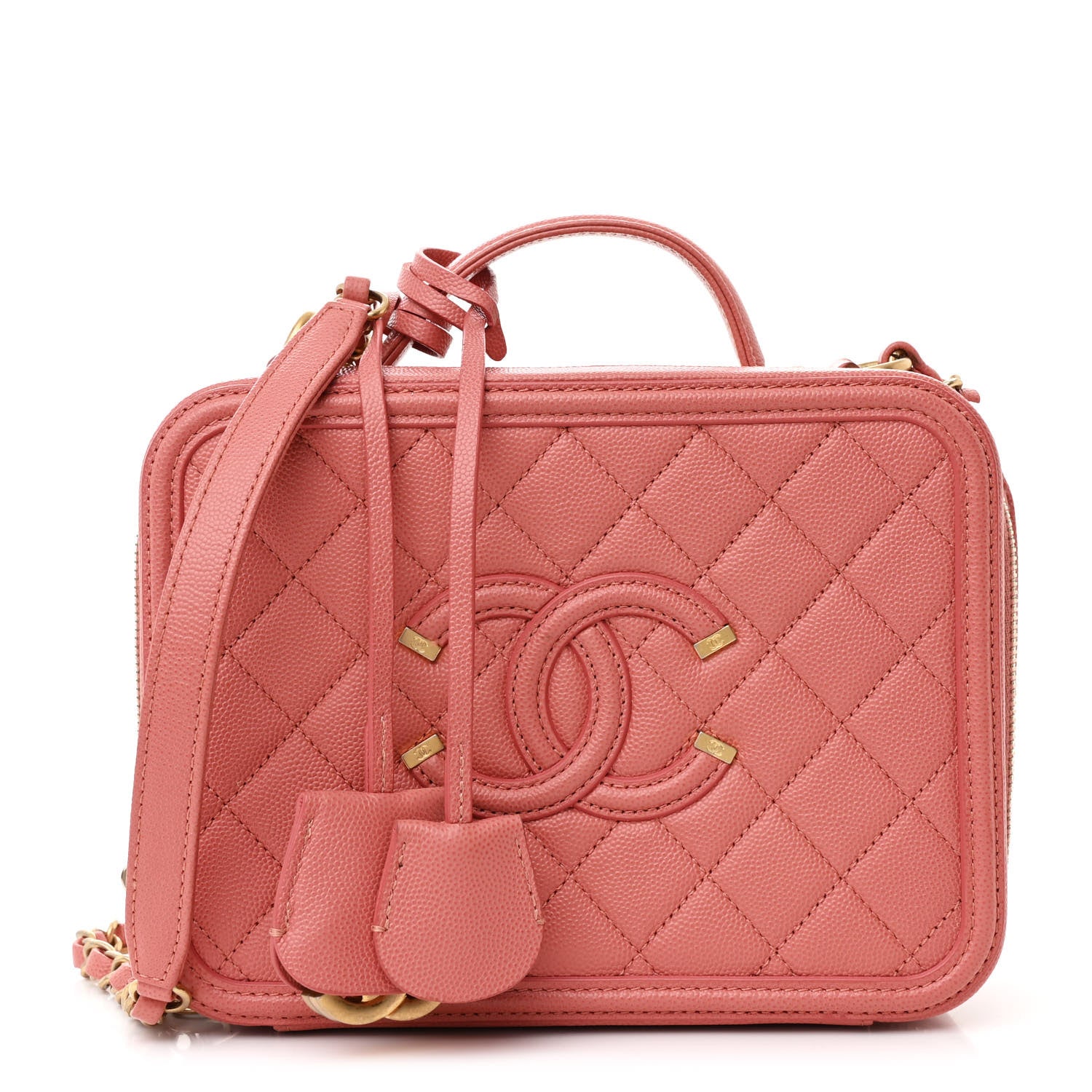Chanel Caviar Quilted Medium CC Filigree Vanity Case Rose Pink 1 of 11