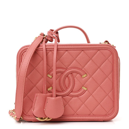 Chanel Caviar Quilted Medium CC Filigree Vanity Case Rose Pink 1 of 11