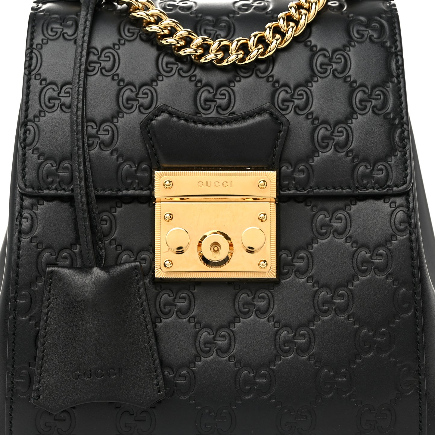 Guccissima Signature Padlock Backpack Black