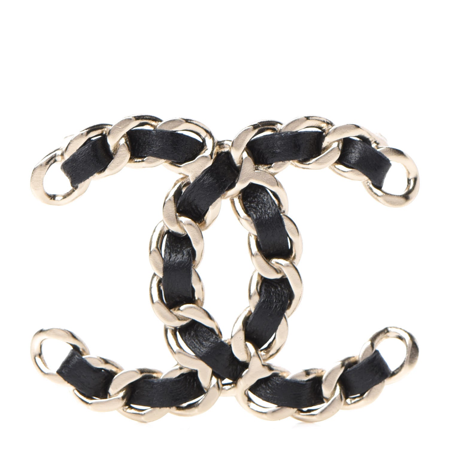 Chanel Lambskin Chain CC Brooch Black Gold 1 of 5