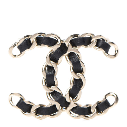 Chanel Lambskin Chain CC Brooch Black Gold 1 of 5