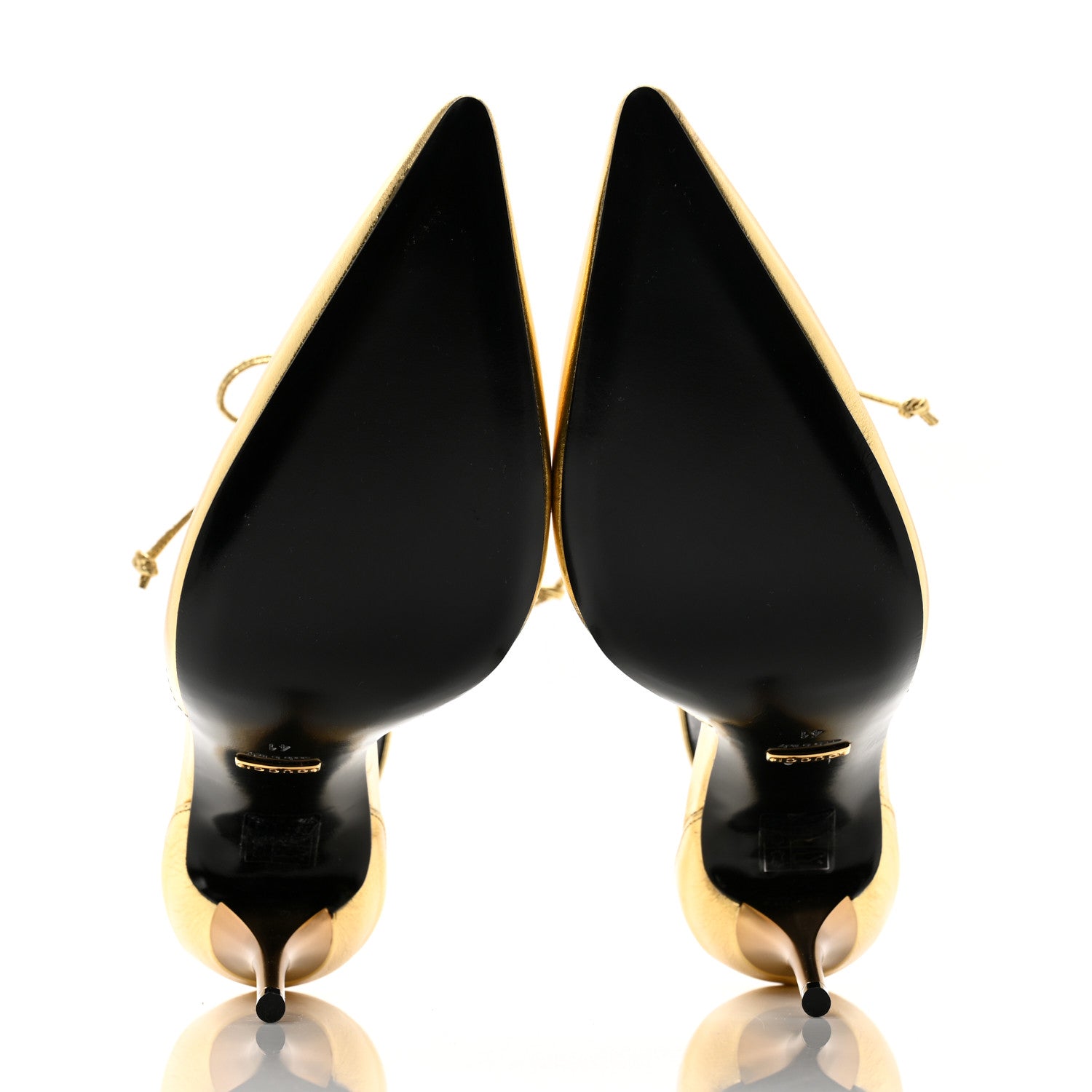 Gucci Soft Nappa Priscilla Ankle Cuff Pumps 41 Gold 5 of 10
