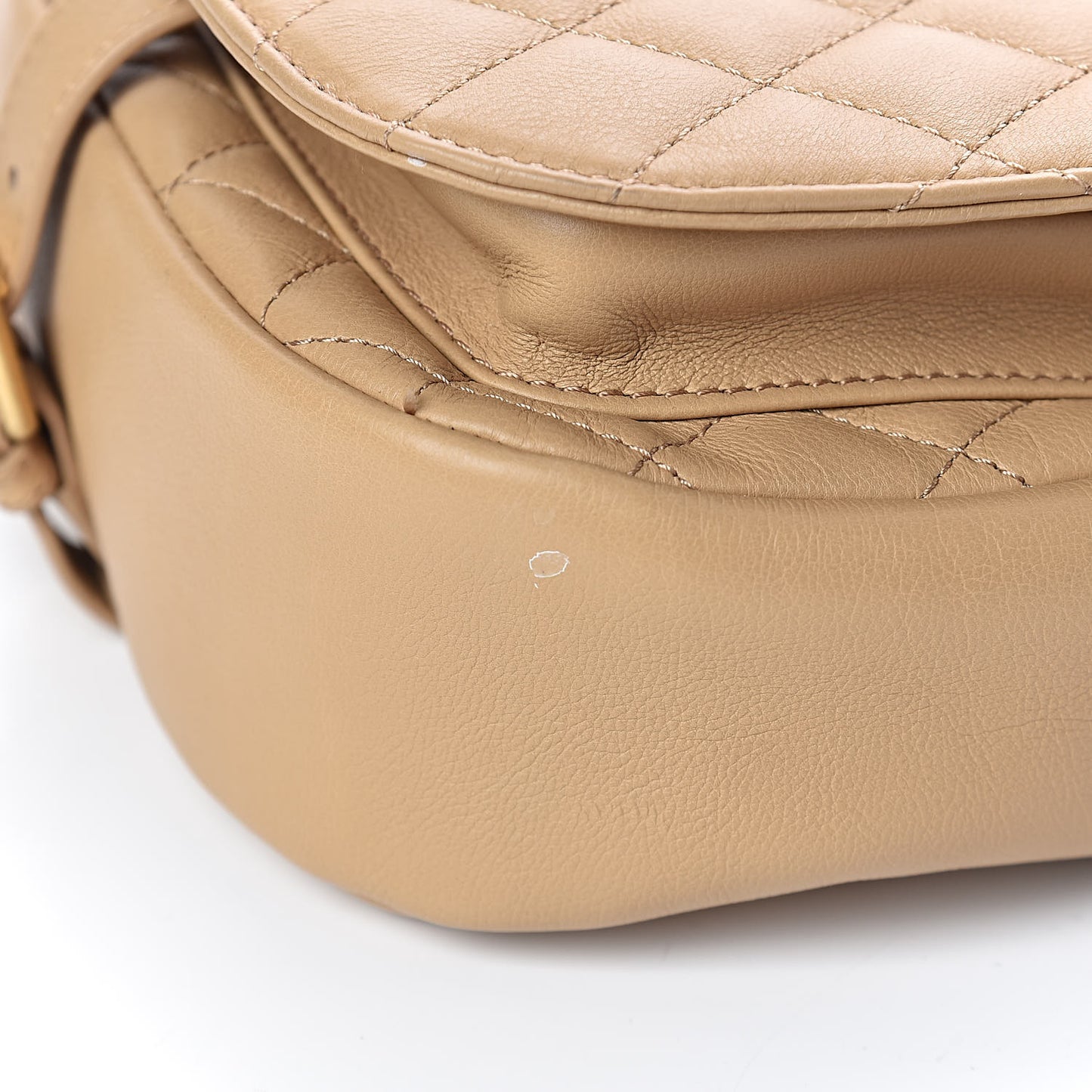 Calfskin Quilted Messenger Flap Beige