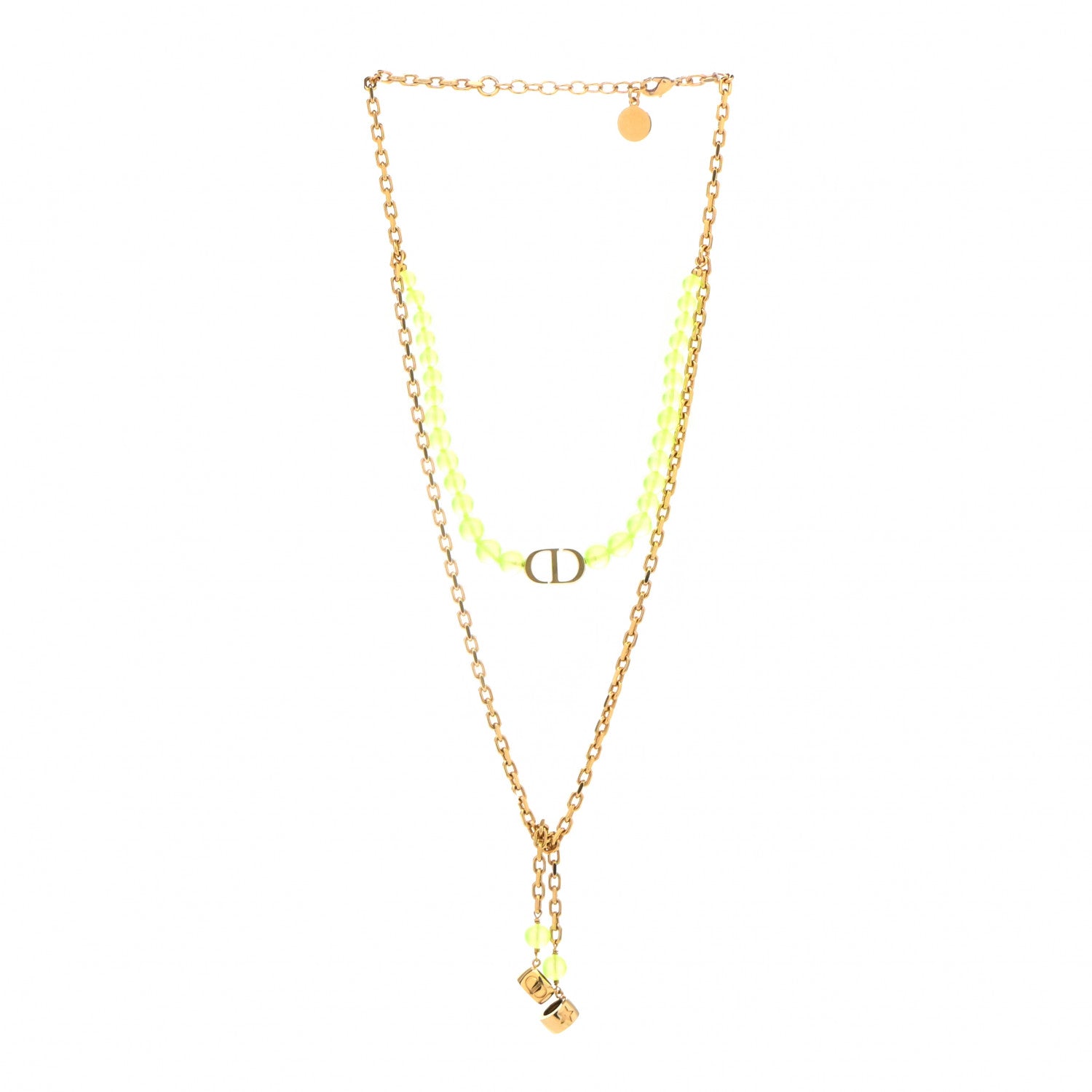 Christian Dior Metal CD Necklace Gold Neon 3 of 6