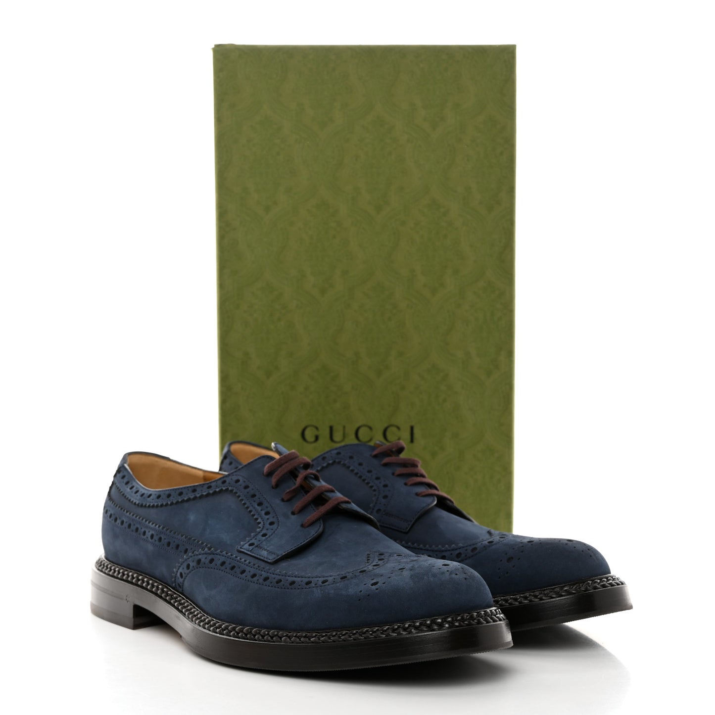 Nubuck Mens Brogue Derby 10 Blue
