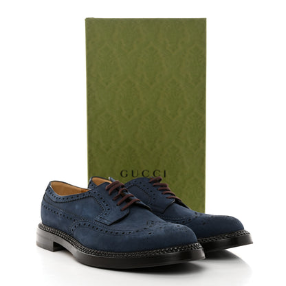 Gucci Nubuck Mens Brogue Derby 10 Blue 2 of 10