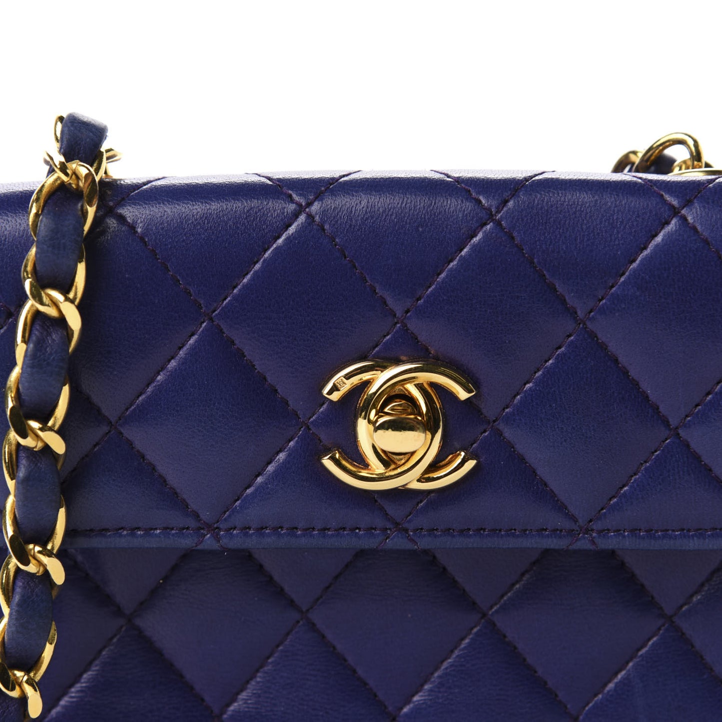 Lambskin Quilted Extra Mini Flap Dark Purple
