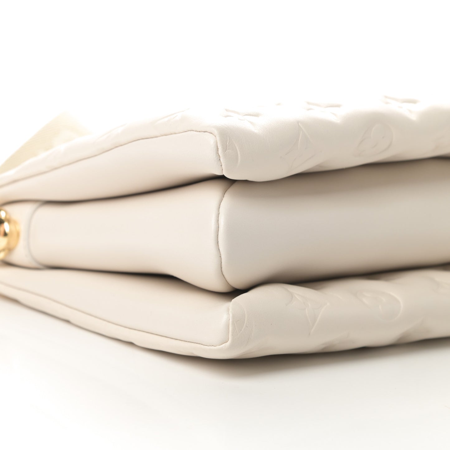 Lambskin Embossed Monogram Coussin PM Beige Cream